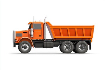 Naklejka premium Dump Truck isolated on white background. Dump Truck icon. Heavy Machinery isolated on white. Construction Vehicle. Dump Truck Design Element. Dump Truck Isolated for Designers. Dump Truck isolated. 