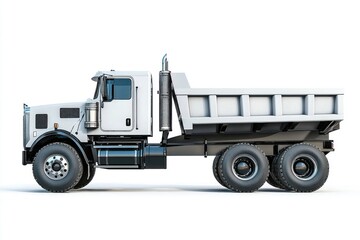 Dump Truck isolated on white background. Dump Truck icon. Heavy Machinery isolated on white. Construction Vehicle. Dump Truck Design Element. Dump Truck Isolated for Designers. Dump Truck isolated.	