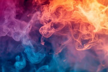 Obraz premium Colorful smoke swirling in vibrant hues of orange, purple, and blue, creating an abstract background