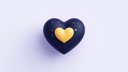 Fototapeta premium glowing heart with stars on dark background, symbolizing love and warmth