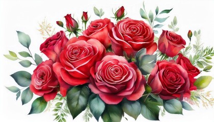 Obraz premium 薔薇の花束 水彩画イラスト