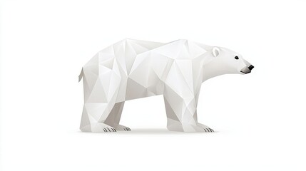 Polygonal Polar Bear in Abstract Style with White Background for Modern Design Projects