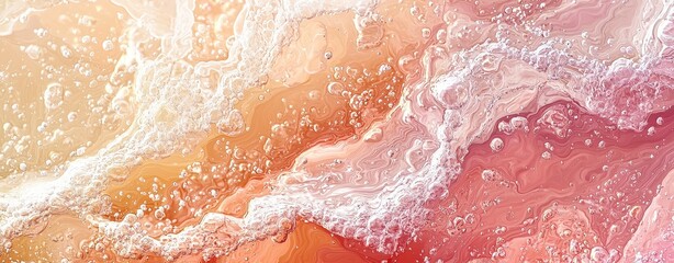 Fototapeta premium Subtle Water Refraction with Colorful Bubbles and Soft Waves on a Blurred Background