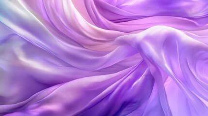 Fototapeta premium Abstract image of flowing purple and white fabric with a soft, dreamy light. The texture is smooth with subtle patterns and gradients. The colors