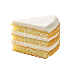 Fototapeta premium Slice of vanilla cake with creamy frosting and layers