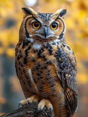 Captivating Owl Gazing Serenely Its Plump Feathers Puffed on Clean White Background