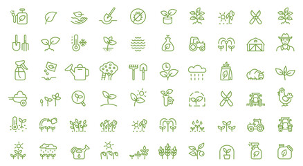 Growing Seedlings A Set of Icon Illustrations. Sowing seeds. Farming and growing plants. Agriculture and gardener. Vector editable outline stroke.