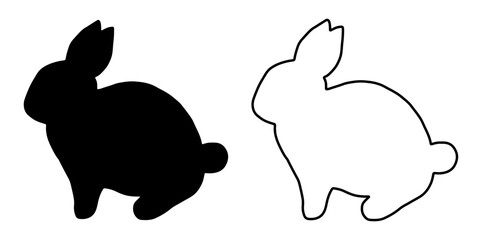 Bunny Rabbit silhouette. Rabbit black silhouette