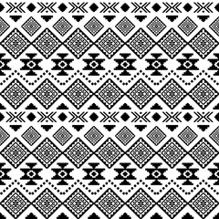 Southwest Aztec geometric Native American Mexican Navajo tribal ethnic boho indian texture ornament seamless pattern fabric black and white design vector for woven textile printing blanket rug carpet 