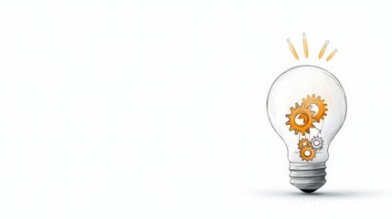 Creative light bulb with gears and tools representing innovation and idea development