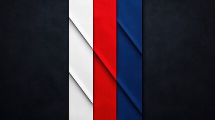 Fototapeta premium Elegant Abstract Design with Red, White, and Blue Ribbons on Dark Background