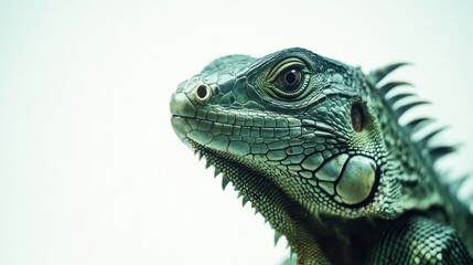 Fototapeta premium Majestic Green Iguana Portrait: A Close-Up Look at Nature's Beauty