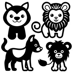 set of funny animals