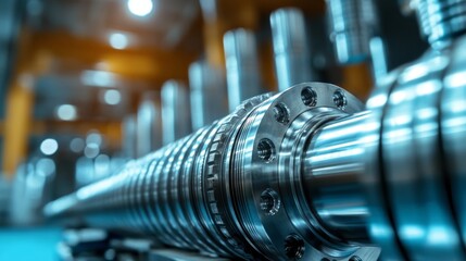 Fototapeta premium Close Up View of Interlocking Metal Gears and Machinery Components in Industrial Setting