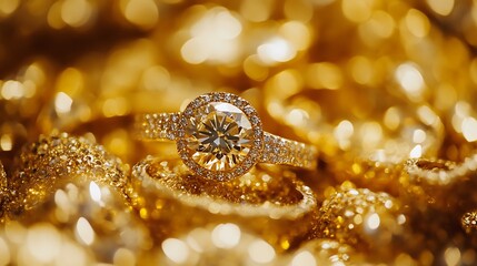 A diamond encrusted golden wedding