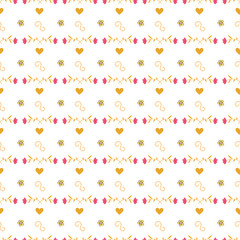  seamless Valentine Day pattern with flowers and hearts.