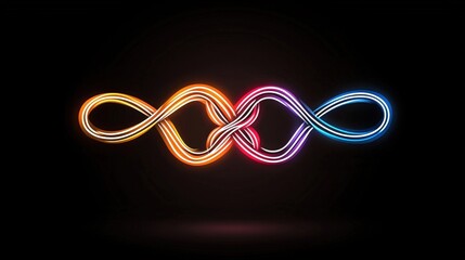 Colorful Infinity Loop Design with Neon Glow on a Black Background for Creative Projects