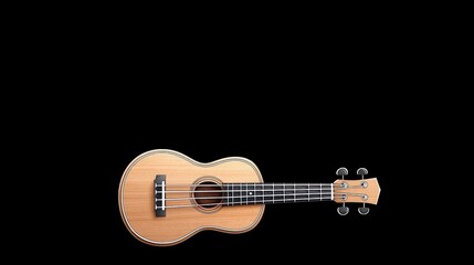 Fototapeta premium Wooden Ukulele on Black Background for Music, Instruments, and Artistic Concepts