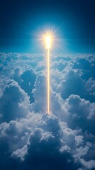 Fototapeta premium Glowing Arrow Cutting Through a Radiant Sky – Symbol of Progress and Direction
