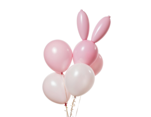 white rabbit with balloons