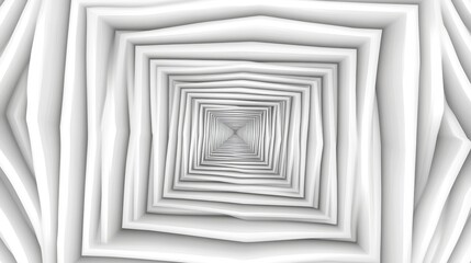 Abstract grayscale image featuring a hypnotic pattern of receding squares creating a tunnel effect. The texture is subtly varied, adding depth to the
