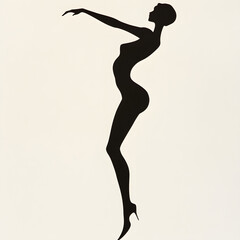 Fototapeta premium Silhouette of an Elegant Woman Posing in a Dynamic Yoga Posture