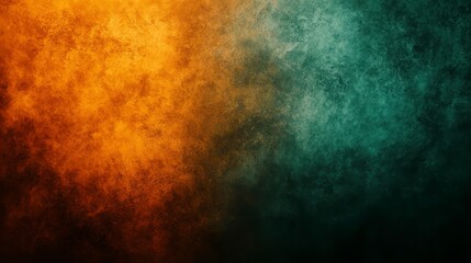 Obraz premium Abstract background with vibrant orange and teal powder explosion, dark background, textured and dramatic lighting, contrasting colors, dynamic