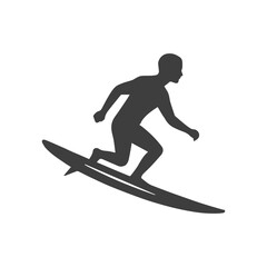 Fototapeta premium Minimalist Surfboard Rider Silhouette Logo Design 
