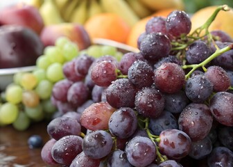 Fototapeta premium Deep Purple Grapes, Fresh sweet purple grape, fruit background