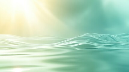 Fototapeta premium Abstract landscape with pastel green and yellow hues, featuring a smooth, undulating surface with subtle texture and soft lighting. The background