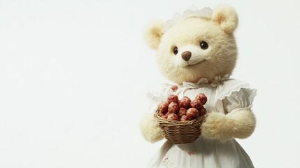 cream colored bear white background