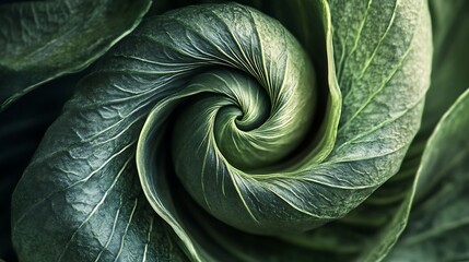 Obraz premium Completely coiling a green plant fronds unfurls elegantly