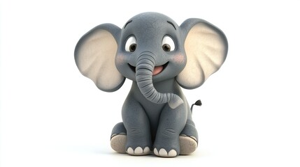 Obraz premium little elephant cartoon white background