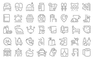 Hotel thin line icons set. Hotel vector symbol and icons.