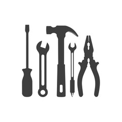 Silhouetted Tool Logo for Industrial Work