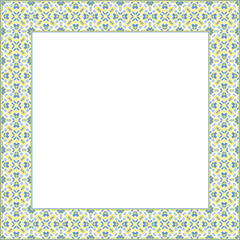 Vector illustration frame for text of Ukrainian ornament in ethnic style, identity, vyshyvanka, embroidery for print clothes, websites, banners. Background. Geometric design, border, copy space, frame