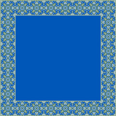 Vector illustration frame for text of Ukrainian ornament in ethnic style, identity, vyshyvanka, embroidery for print clothes, websites, banners. Background. Geometric design, border, copy space, frame