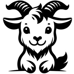 Goat cartoon portrait silhouette