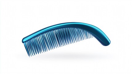 Professional Blue Color Comb Icon Isolated on White Background with Wide Angle Center Focus