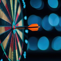 Concentric glowing circles forming a dartboard with an arrow in the center