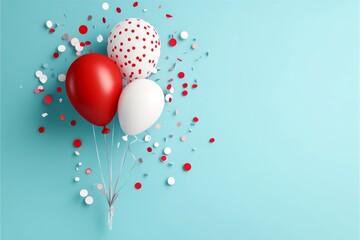 A flat design of a balloon popping with confetti bursting outward, using simple geometric shapes and vibrant colors to represent thrill