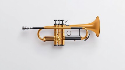 Obraz premium Elegant Golden Trumpet on White Background for Music and Instrument Illustration