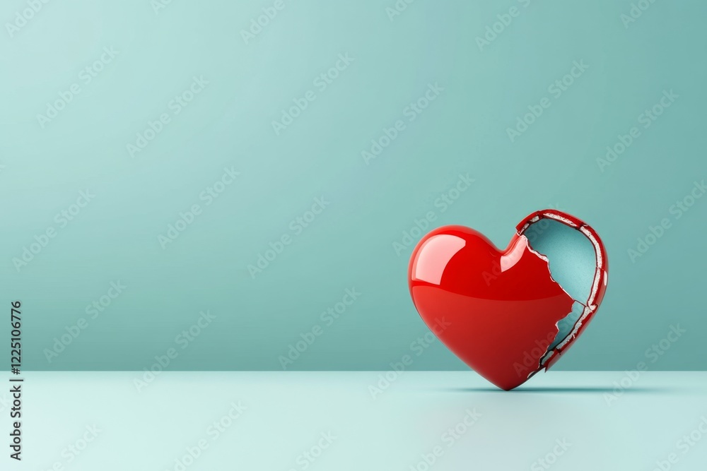 Poster A flat design of a broken heart with soft, fading lines extending outward, symbolizing regret and emotional distance
