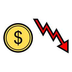 Downward Trend and Financial Decline Icon – Investment Risk