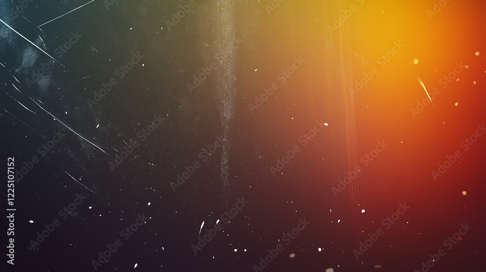 Poster retro-inspired abstract gradient background with dark blue transitioning into warm orange, featuring