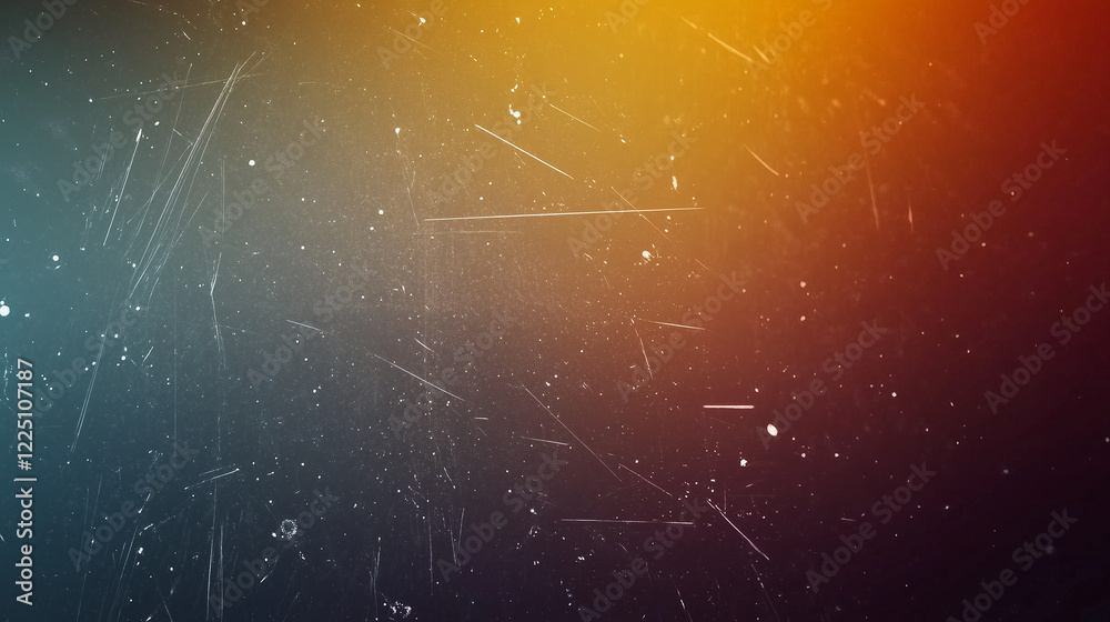 Poster retro-inspired abstract gradient background with dark blue transitioning into warm orange, featuring