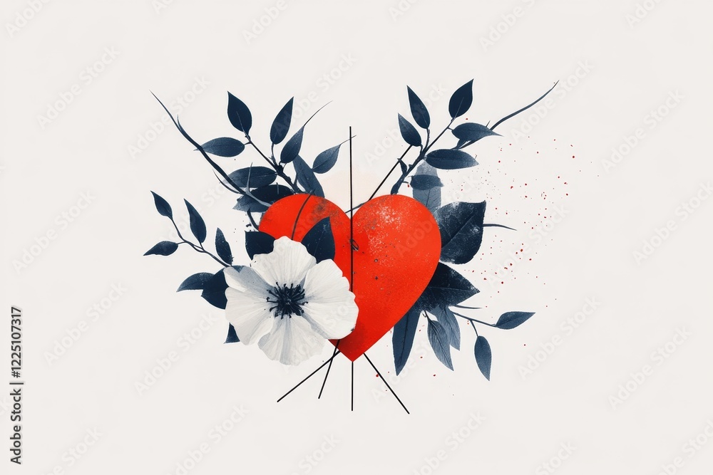 Aufkleber A flat design of a thorny vine encircling a heart, its sharp edges representing the bitterness of resentment and emotional pain