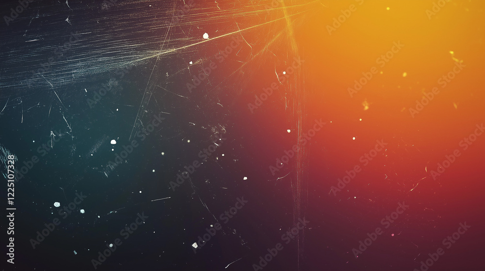 Aufkleber retro-inspired abstract gradient background with dark blue transitioning into warm orange, featuring