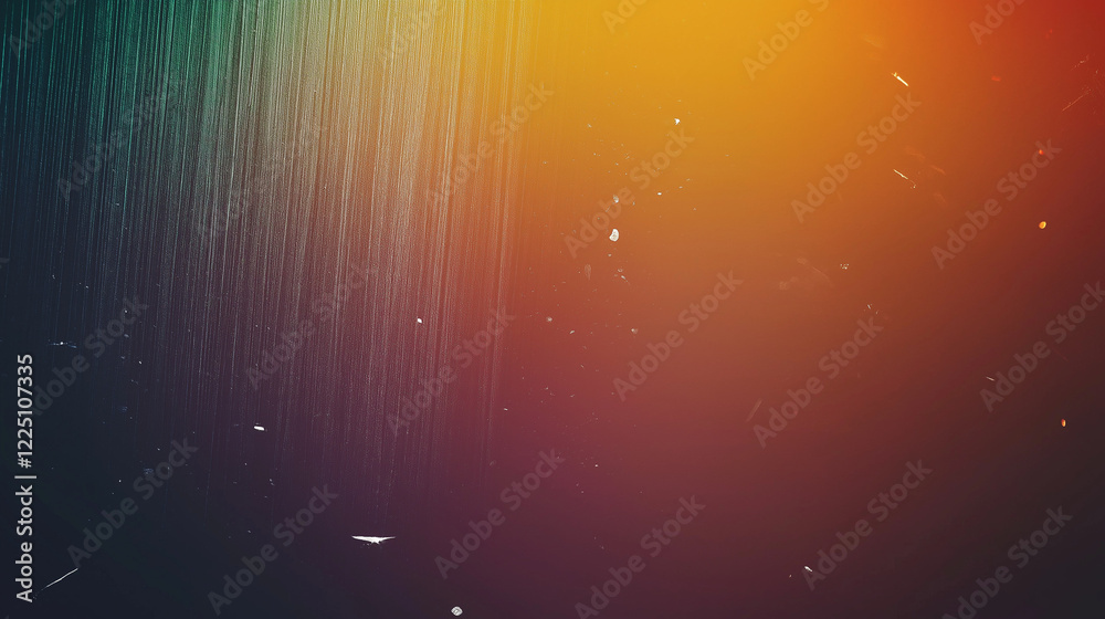 Poster retro-inspired abstract gradient background with dark blue transitioning into warm orange, featuring