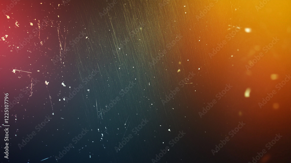 Poster retro-inspired abstract gradient background with dark blue transitioning into warm orange, featuring